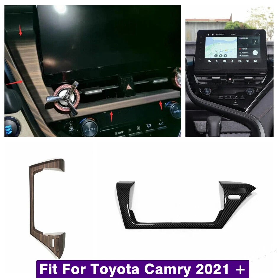 

Car Central Air Conditioning Vent AC Outlet Decoration Strip Cover Trim For Toyota Camry 2021 2022 Wood Grain / Carbon Fiber ABS