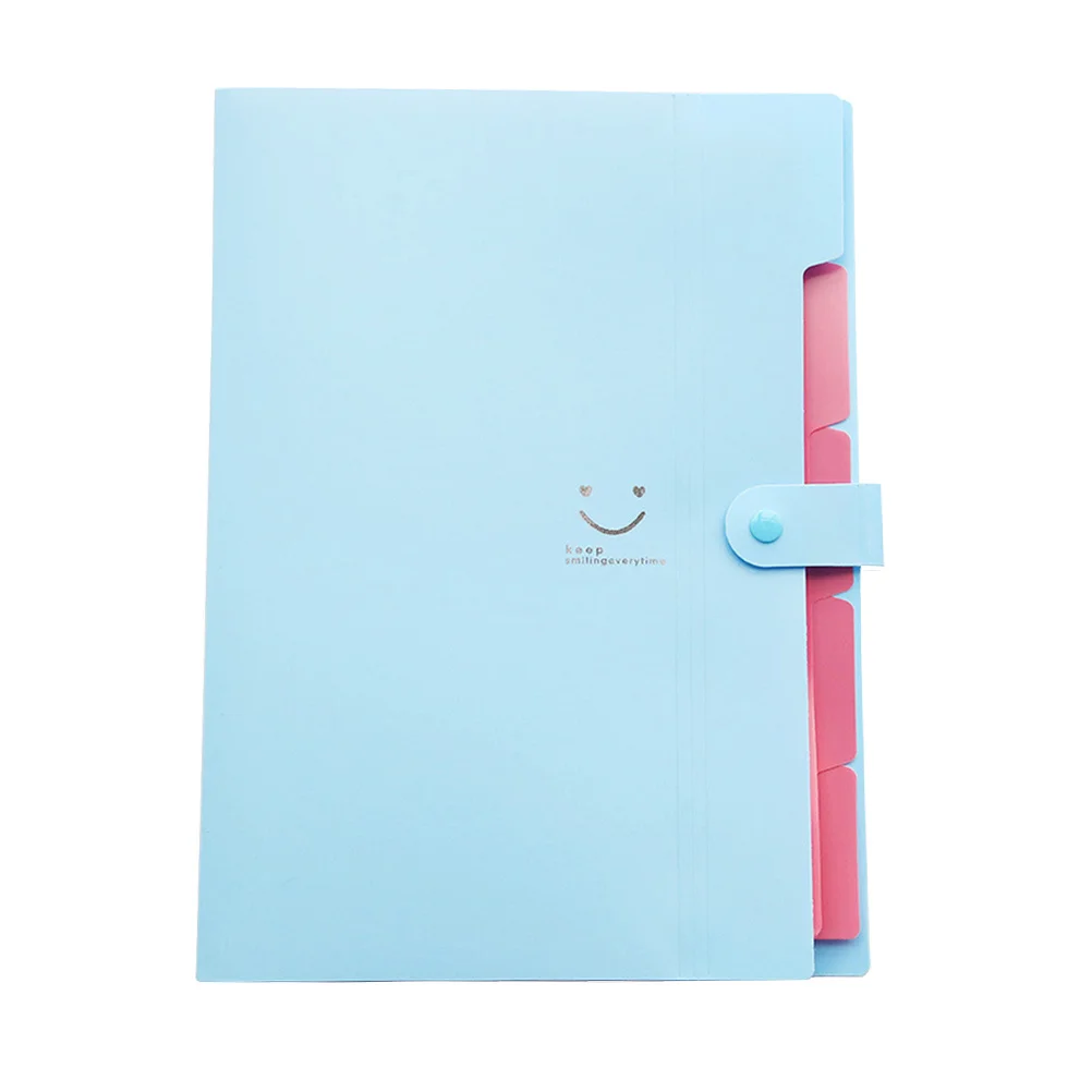 Pasta de arquivo acordeão com 5 bolsos, plástico, expansível, fecho de pressão, tamanho carta a4, organizador de papel, rosa, azul, verde, roxo