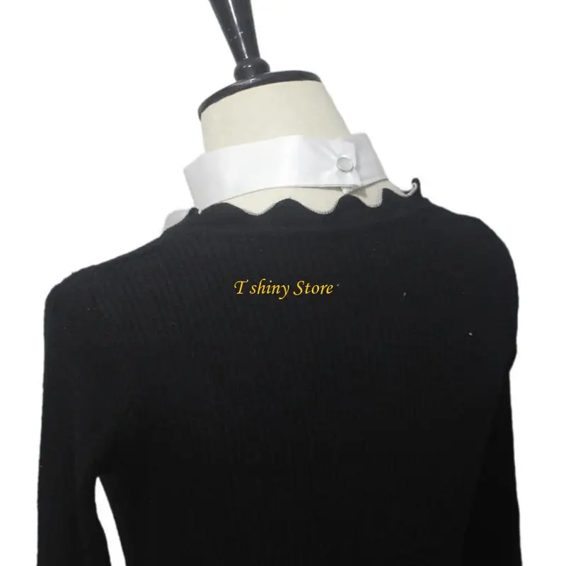 

N58F Съемный воротник-жабо Викторианская колониальная рубашка с рюшами и кружевной рубашкой Передний воротник