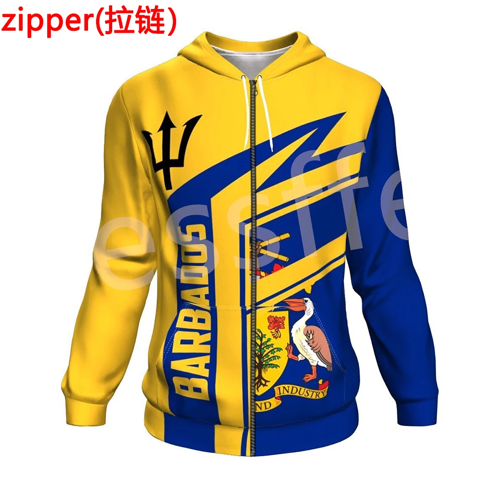 Barbados Caribbean Country Flag Tattoo Retro Pullover 3DPrint Unisex Harajuku Autumn Streetwear Funny Casual Jacket Hoodies 20X