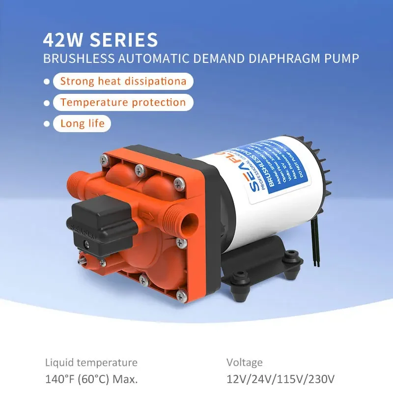 

SEAFLO Brushless Diaphragm Pump Water Pump 12V 24V 11.3L/Min Electric Micro Water Pump Brushless DC Water Pump High Quality