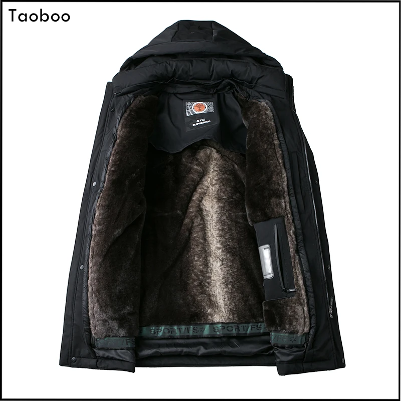 Taoboo 2022 Winter Casual Hooded Heren Jas Nieuwe Fleece Voering Effen Classic Parka Hoge Kwaliteit Warme Mannelijke Outdoor Down jas