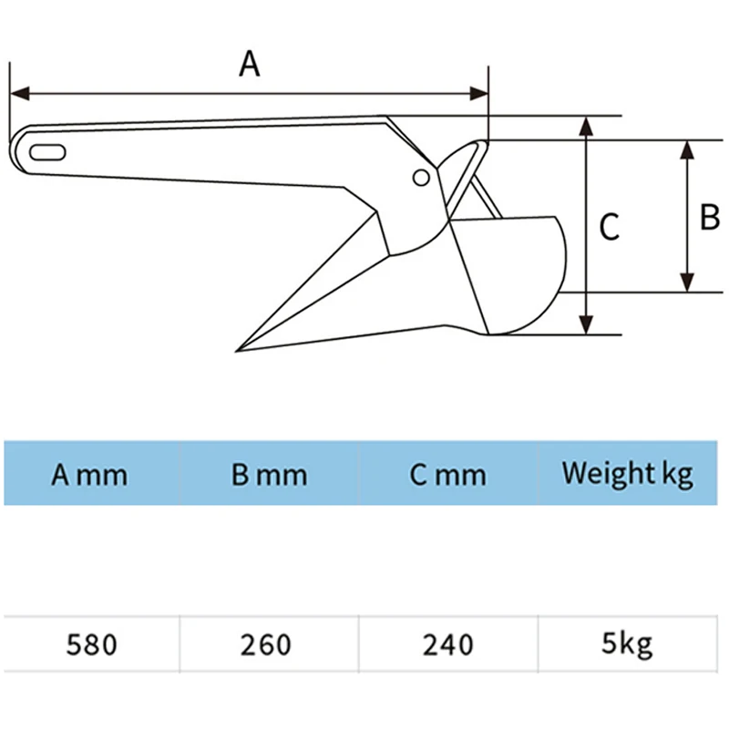 Triangle Anchor 5KG  Boat Anchor 316 Stainless Steel Kayak Anchor for Fixed Dinghy Yacht Kayaks Marine Accessories