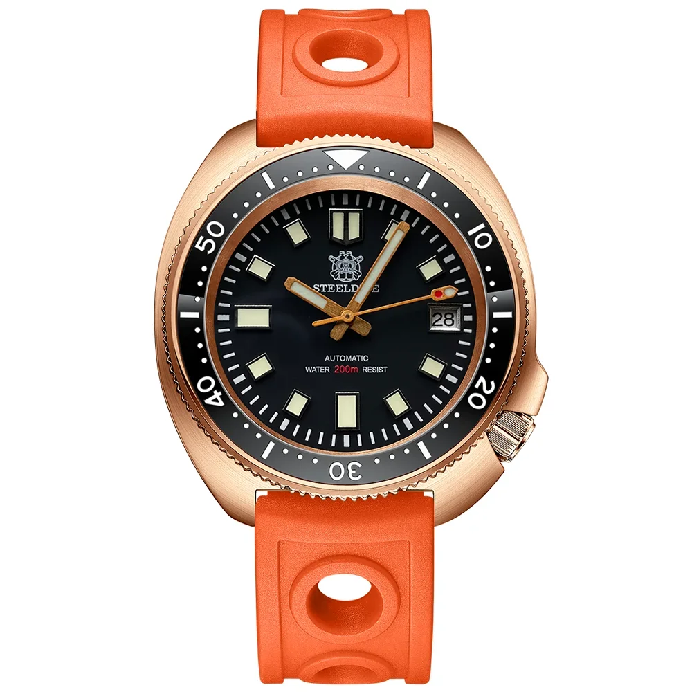 STEELDIVE SD1970S Men Bronze Dive Watch 200M Water Resistant Ceramic Bronze Bezel Automatic Movement Wristwatch