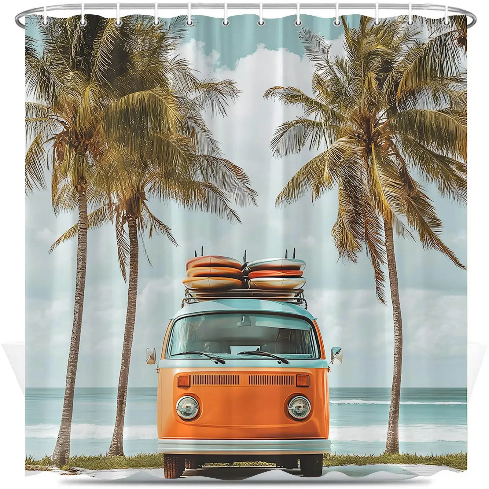 Camping Shower Curtain for Camper Trailer Camping Bathroom, Compass and Arrows N - S - E - W,Shorter and Narrow Shower Curtains