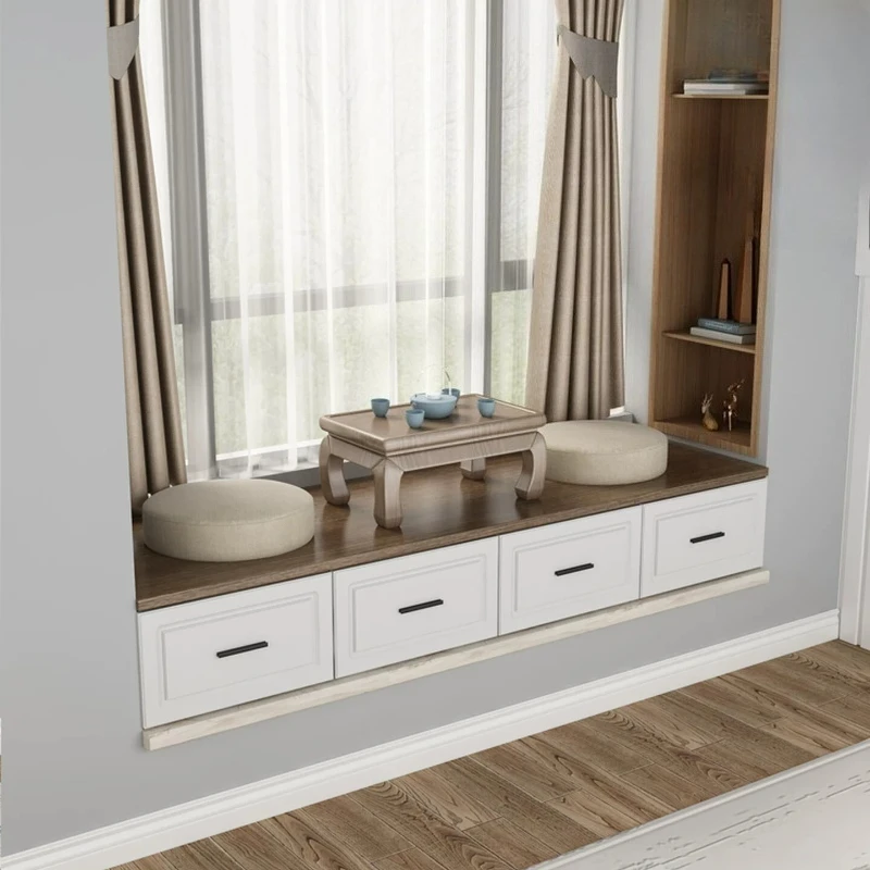 LTT solid wood balcony bay window cabinet window sill drawer floor cabinet storage low cabinet