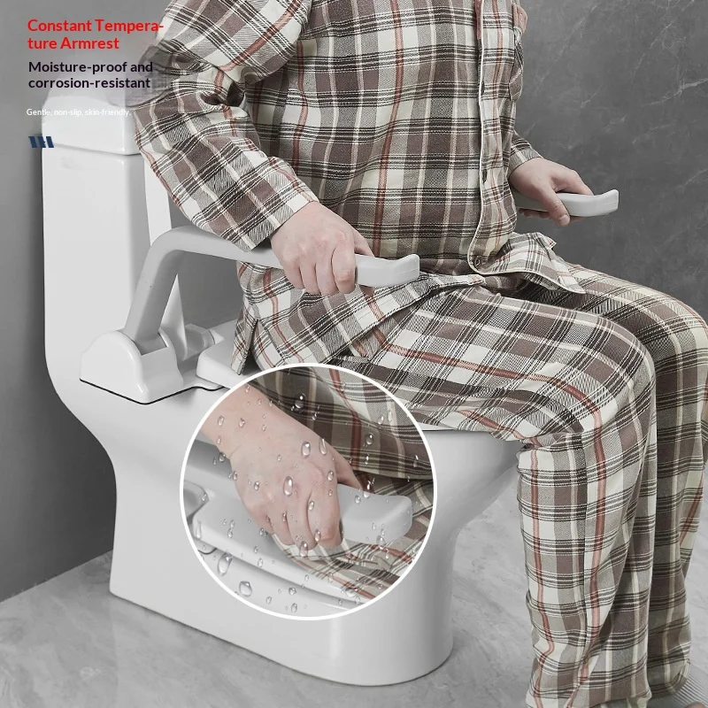 

No-Drill Modern Safety Grab Bar for Toilet - Non-Slip Bathroom Assist Rail to Help Elderly and Disabled Stand up