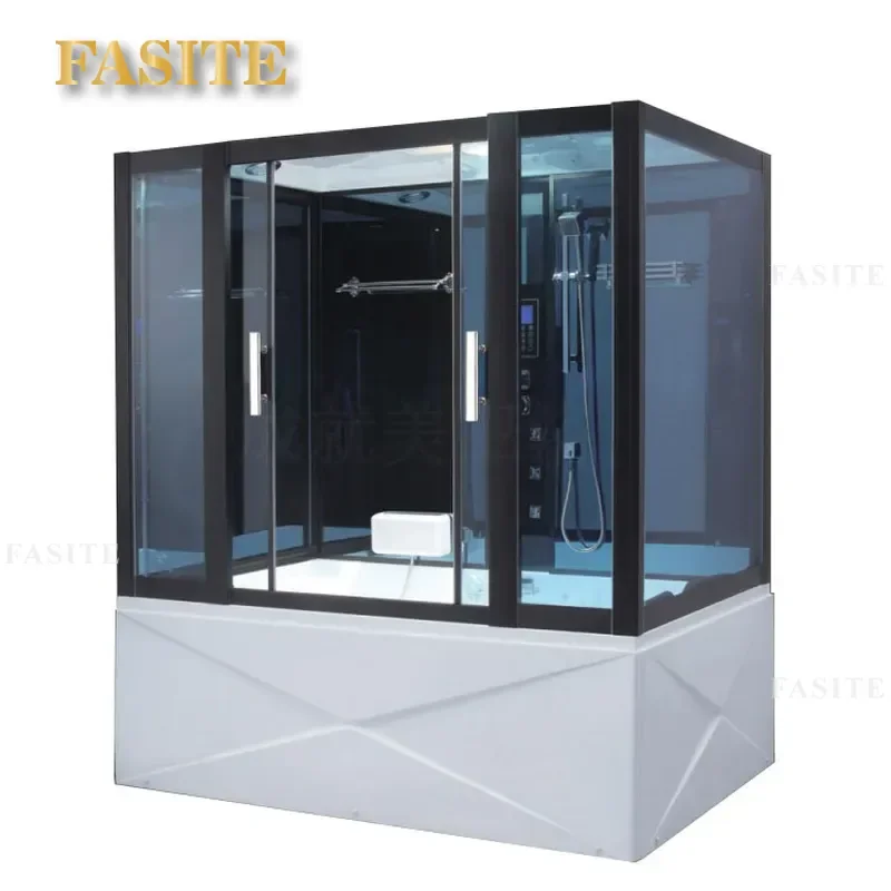 For Hotel Square Steam Shower Room Acrylic Surface Sauna Bath Overall Wet Steam Room with Massage Function