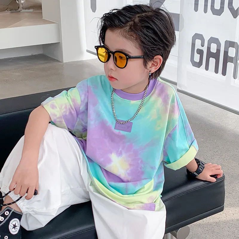 

JUCPKID 2024 Korean Summer School Boy T-shirt Children Boy Bandhnu Short-Sleeved T-Shirt Tops Junior Boy Casual Sportswear