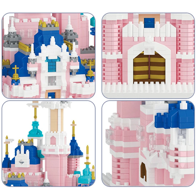 NEW Dream Pink Castle Princess Girls Beaut Set City DIY Puzzle Model Building Blocks Bricks Toys For Children Kids Adult Gift