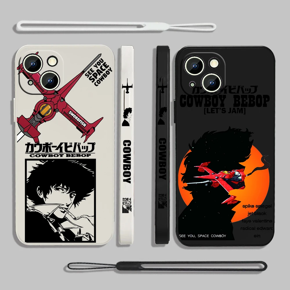 C-Cowboy B-Bebop мультяшный крутой жидкий левый канат для Apple iPhone 15 14 13 12 11 XS XR X 8 7 SE Pro Max Plus Mini задний Чехол Для Телефона