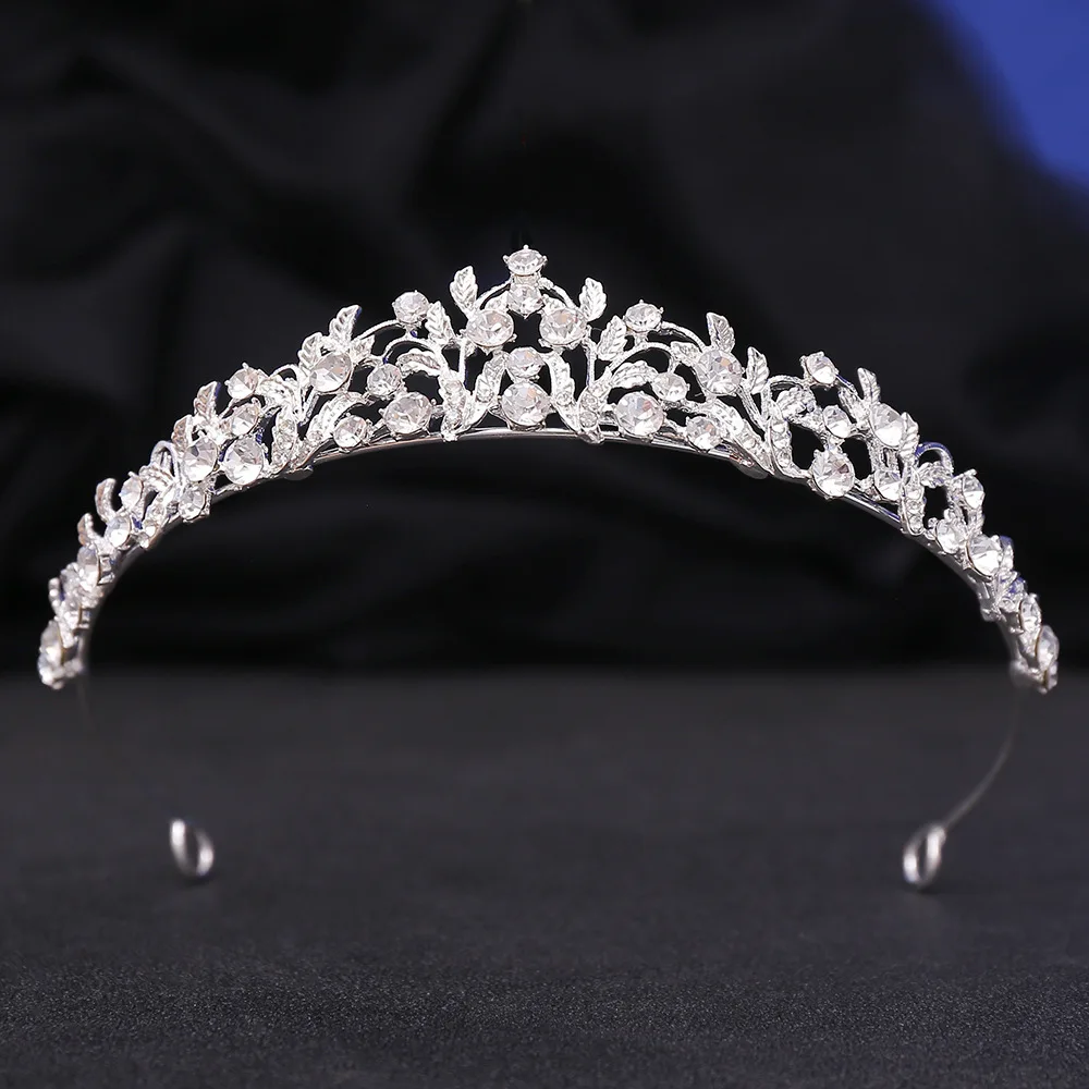 Fashion Leaves Women's Hair Crown Delicate Rhinestone Flower Tiara Hair Band Holiday Party Jewelry Hair Accessories
