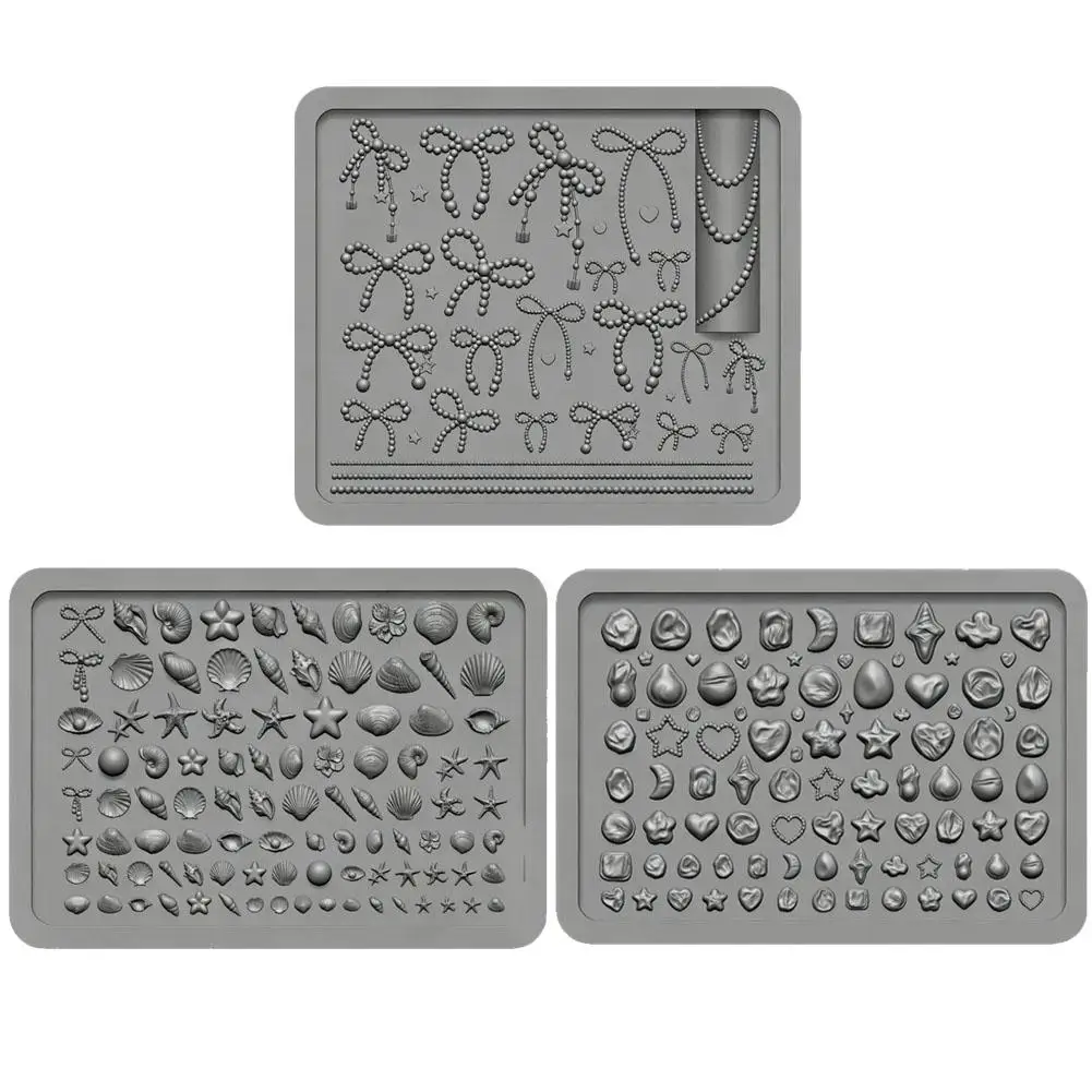Sea Themed Silicone Nails Art Mold & Baroque Love Pearl 3D Template Carving Mold Summer Seaside Shell Conch Starfish Designs