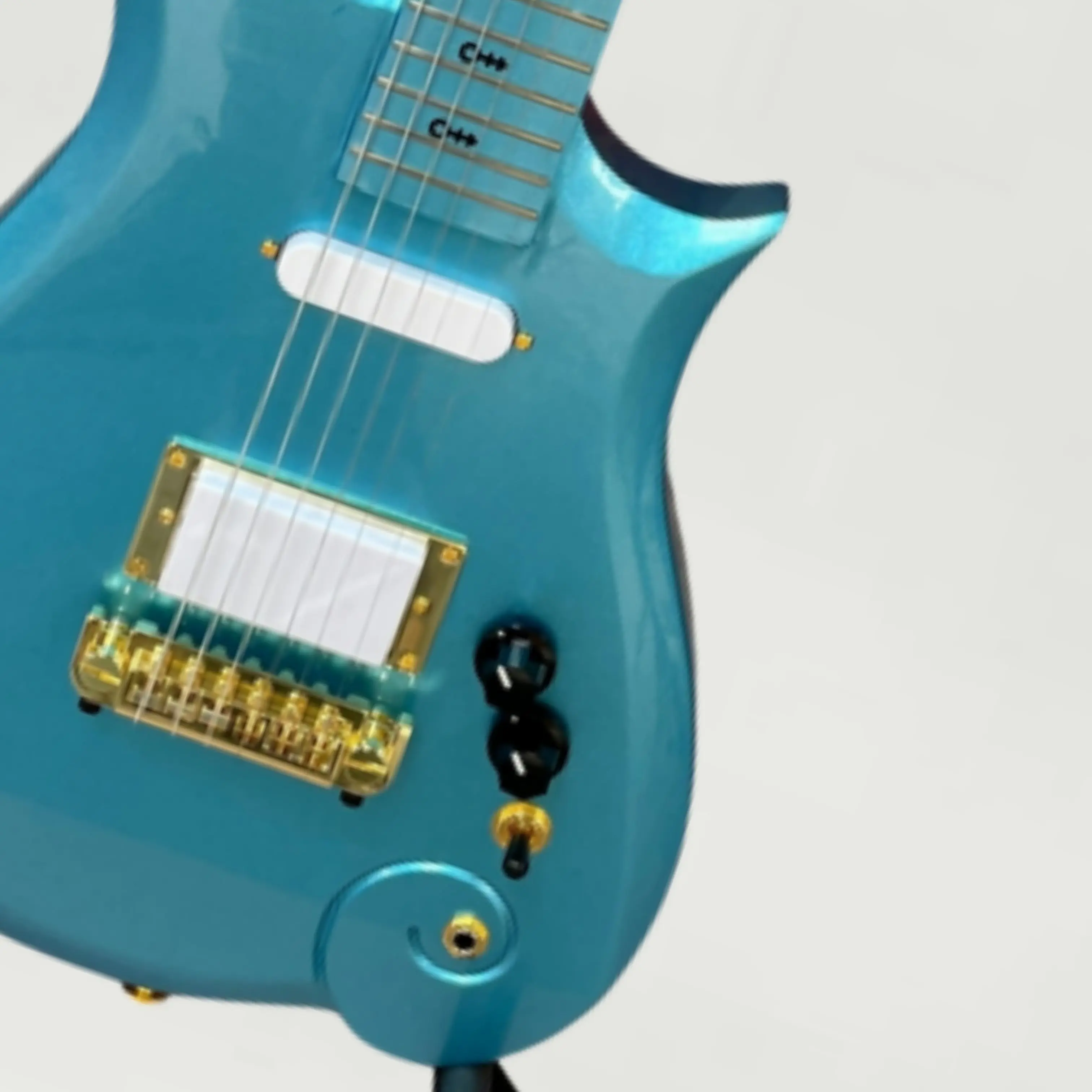 6-String Solid Body Electric Guitar, Metallic Blue Gloss Finish Guitars, Smooth Full Tone For Live Stage Performers Guitarra
