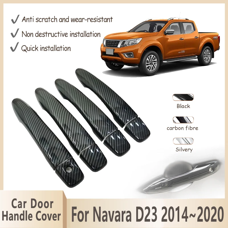 

Carbon Fiber Door Handle Cover For Nissan Navara D23 2014~2020 NP300 Frontier Renault Alaska External Handle Sticker Accessories