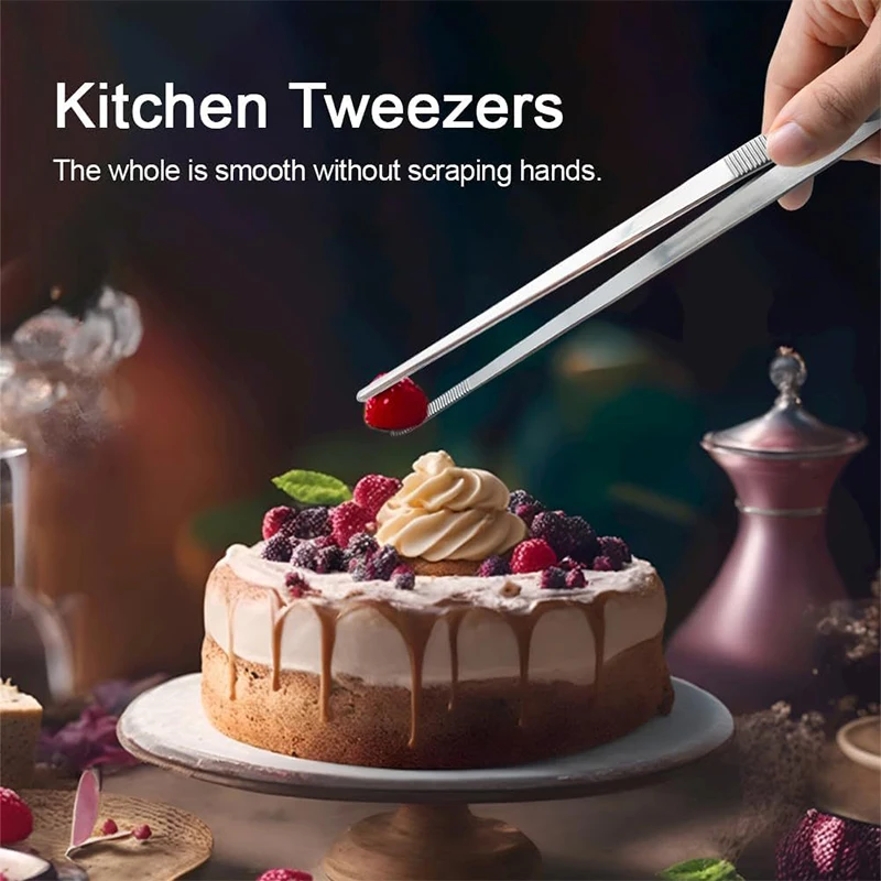 LMETJMA 2 szt. Pęseta kuchenna Heavy Duty szczypce do żywności ze stali nierdzewnej szef kuchni gotowanie pęsety do grillowania grillowanie gotowanie JT349 — zdjęcie 7