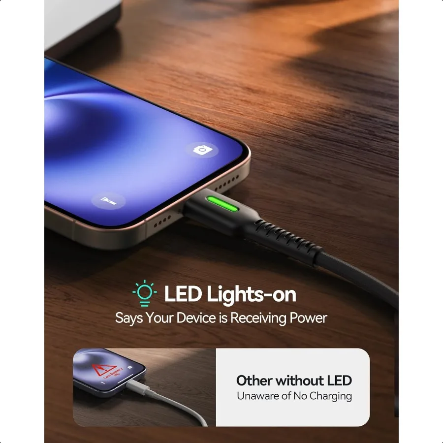 كابل USB C 5 عبوات [1.6 3.3 6.6 قدم] 3.1A شحن سريع من النوع C سلك نايلون مضفر USB A إلى كابل شاحن هاتف USBC لهاتف iPhone 16