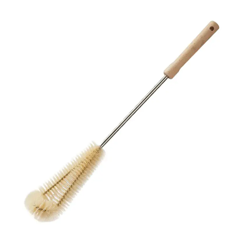 Bottle Brush Cleaner Long Handle Wooden Handle Cup Cleaning Brush Multi-Functional Cup Scrubber Brush For Wine Glasses Baby