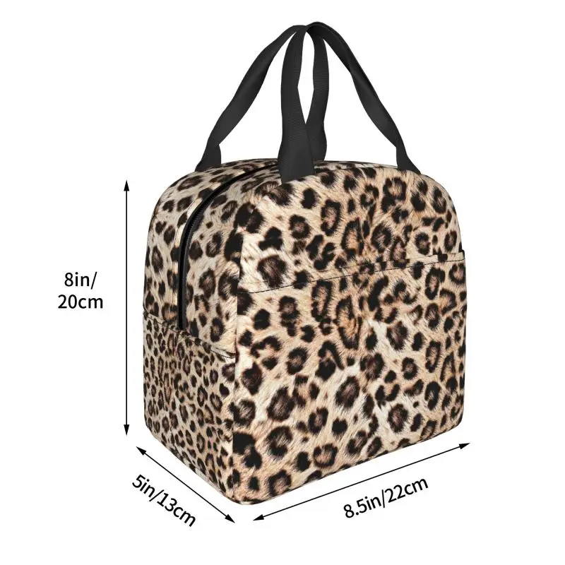 Leopard Print Insulated Lunch Bags for Women Animal Skin Resuable Thermal Cooler Food Lunch Box Work School Travel