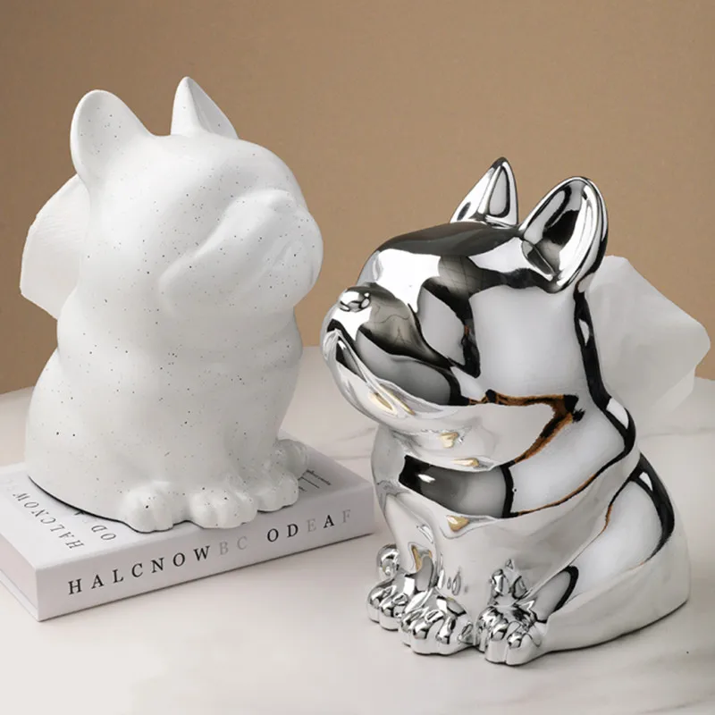 

Creative Cute Animal Dog Tissue Box Tissue Storage Box Resin Decoration Tissue Box Cover Living Room Coffee Table Napkin Drawer