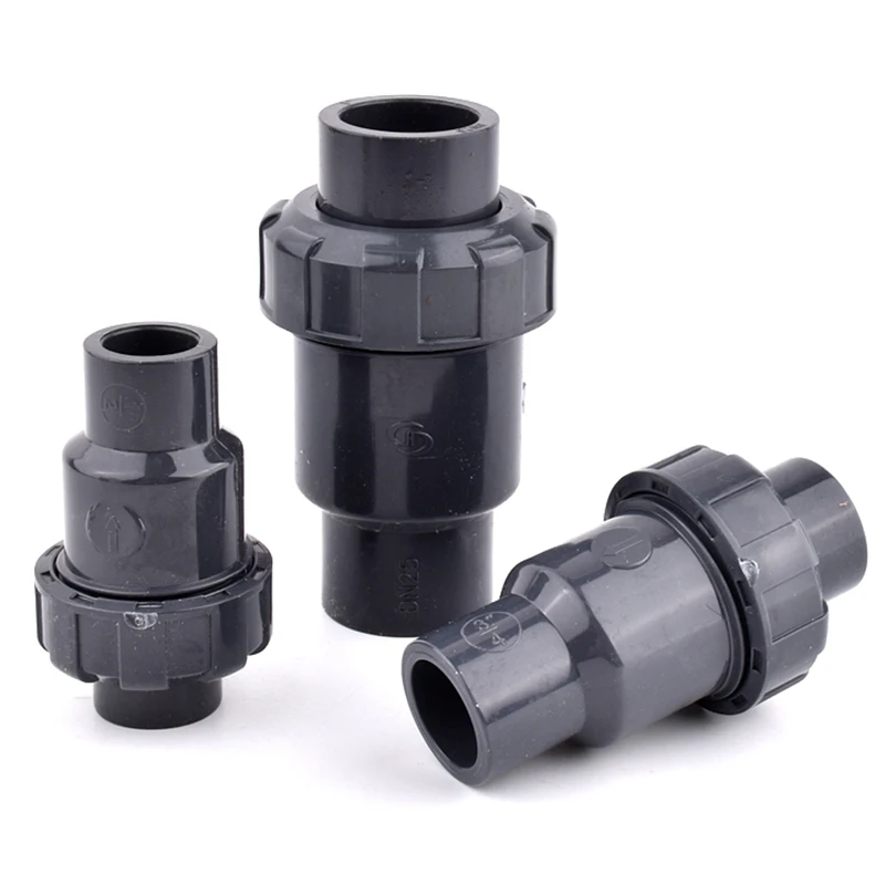 I.D 20~110mm UPVC Check Valve Aquarium Fish Tank Adapter One Way Non-Return Ball Valve Garden Irrigation Water Pipe Connectors