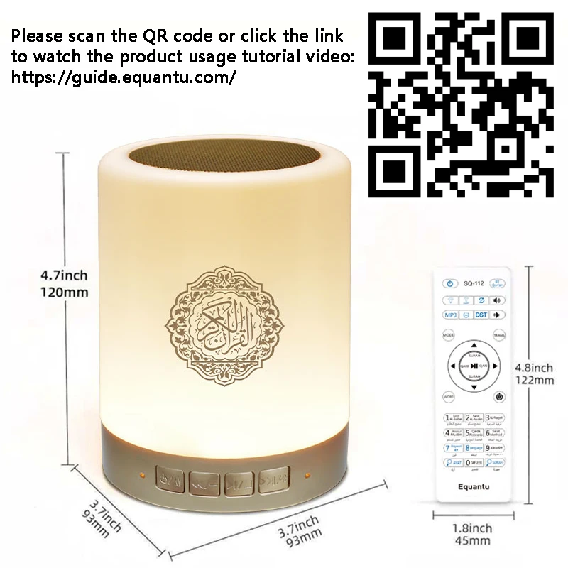 Koran Islamischer Koran Muslimischer Azan Ramadan Arabischer Tragbarer Bluetooth-Lautsprecher Nachtlicht Heilige Leuchtlampe Arabisch Islam Drahtlose Soundbox Musik Islamismus Caixa De Som Bocina Mp3