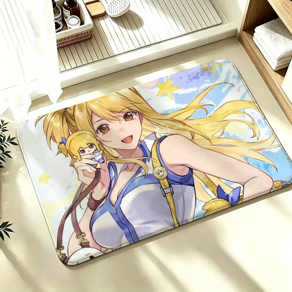 F-fairy tail lucy H-heartfilia Shower Room Absorbent Small Floor Mat Soft Comfortable Decorative Foot Mat