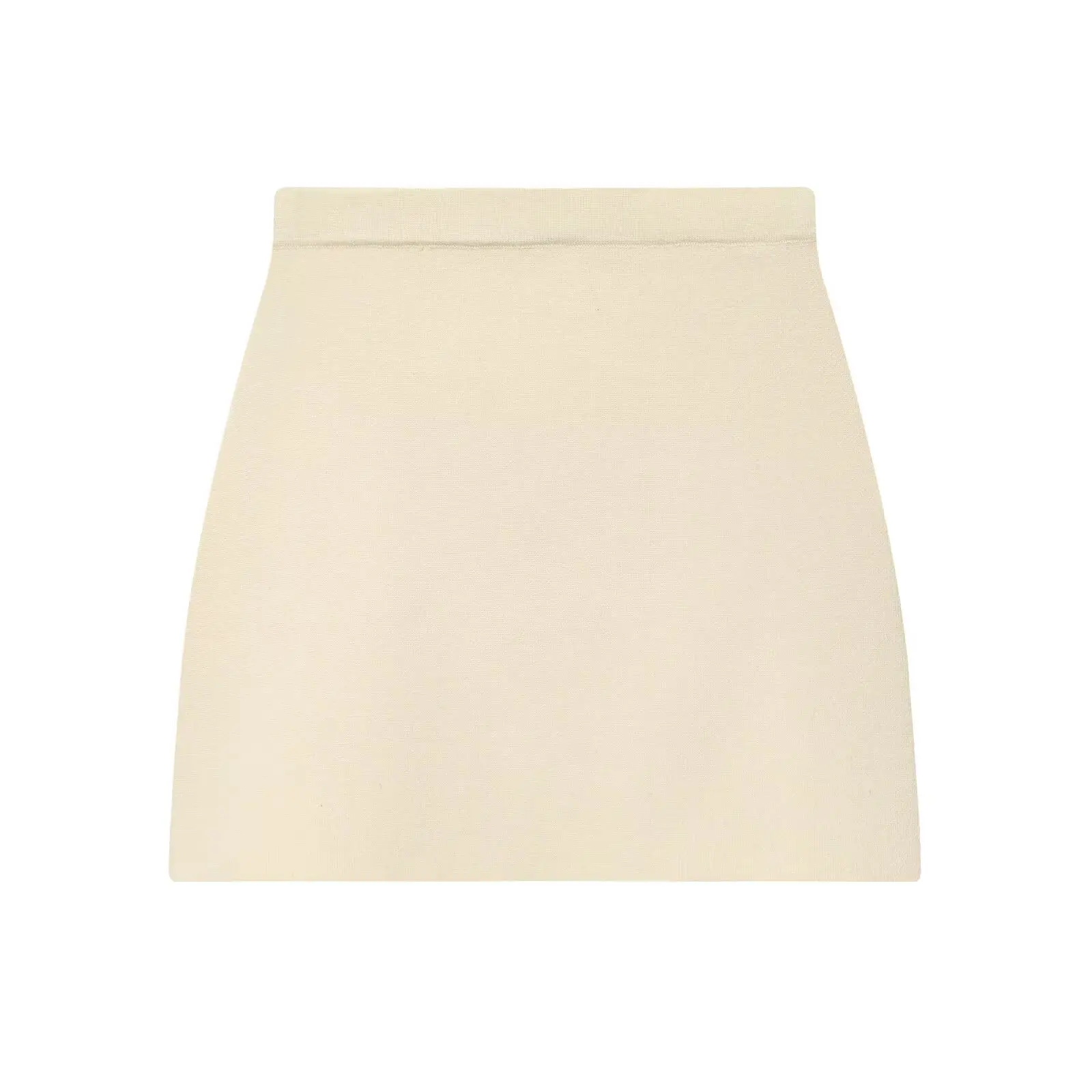 تنورة نسائية جديدة موديل 2025 باللون البيج مرنة عالية الخصر محبوكة تنورة صغيرة بإبرة مسطحة تنورة قصيرة أنيقة للخريف