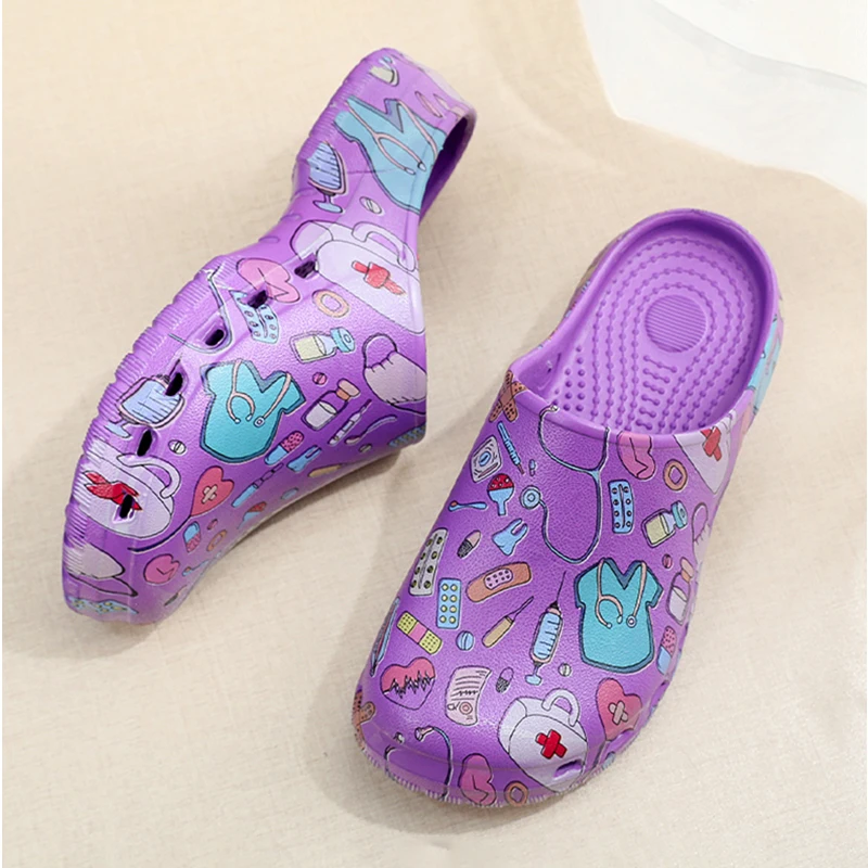 Medical print Nurse Clogs EVA Surgical Slippers Lightweight Non-slip Doctor Scrub Clogs Dental Pet Clinic Nursing Clogs Y07-1