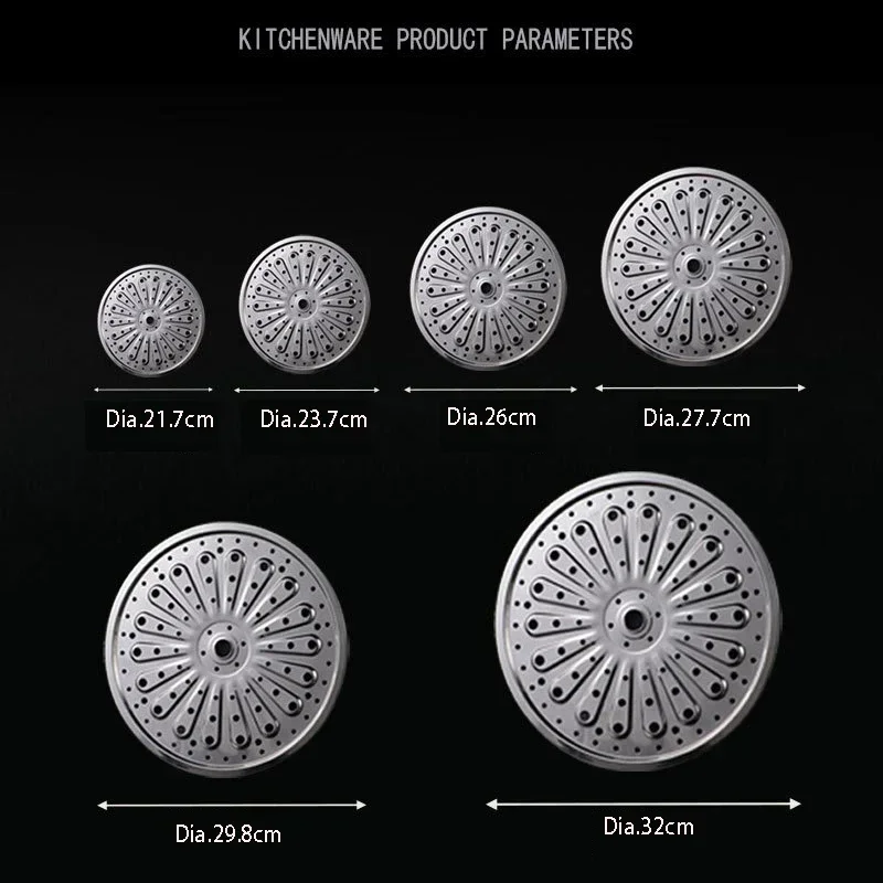 304 Stainless Steel Round Steamer Rack Insert Stock Pot Steaming Tray Kitchenware Cooking Steamer Compartment Steaming Plate