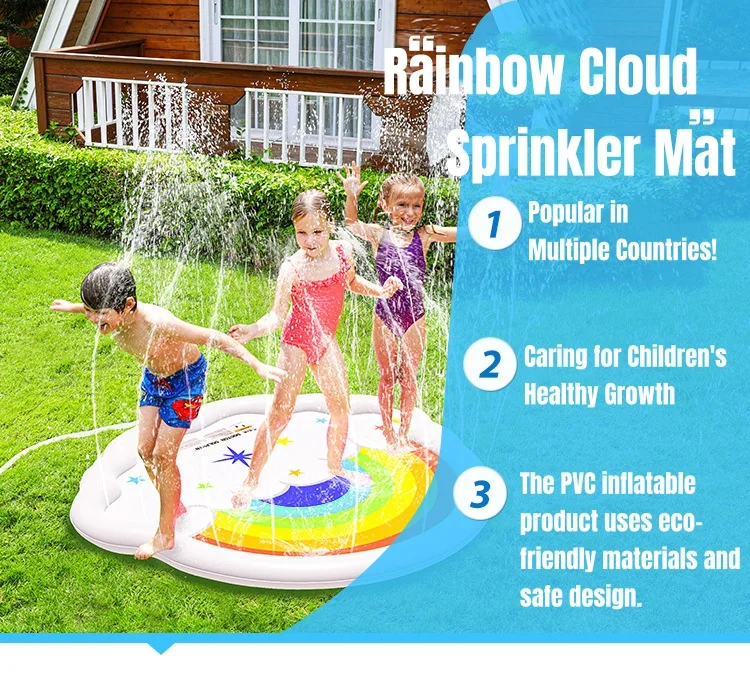 

Inflatable Sprinkler Mat Summer Swimming Pool Children & Kids & Pets Cooling Spray Outdoor Fountain 150-170cm Sprinkler Pad