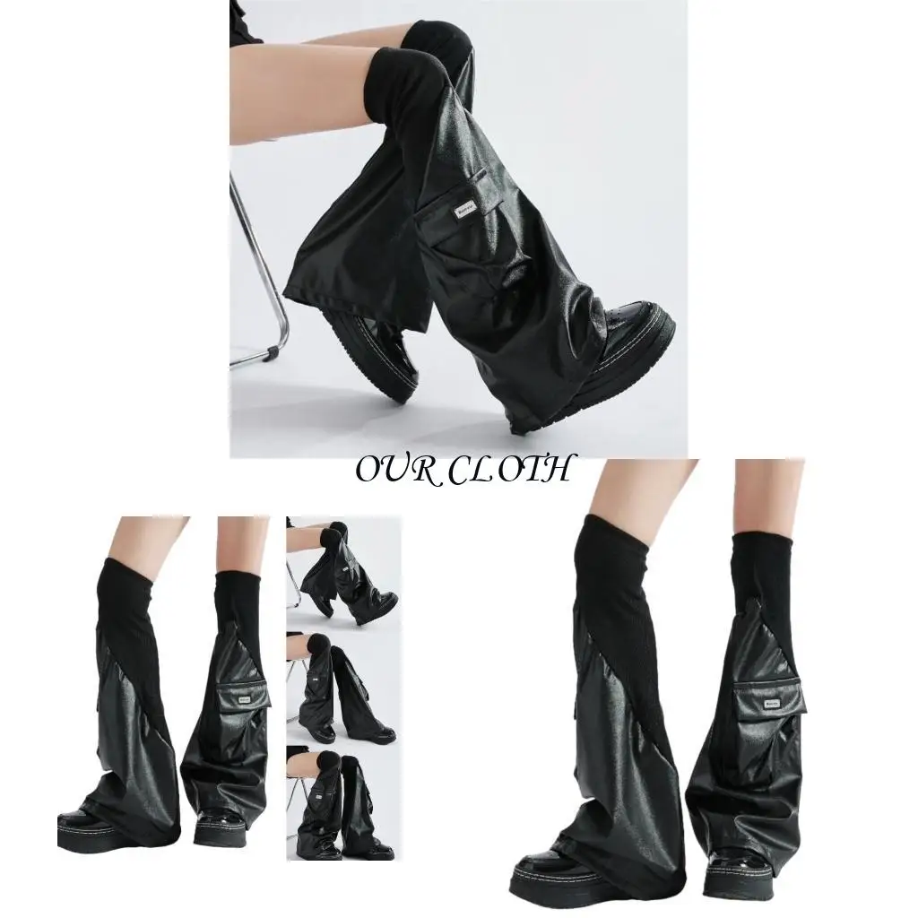 

Рок панк -нога теплее кожа кожаная кожаная носки для женщин для женщин готическая харадзюку для ног.