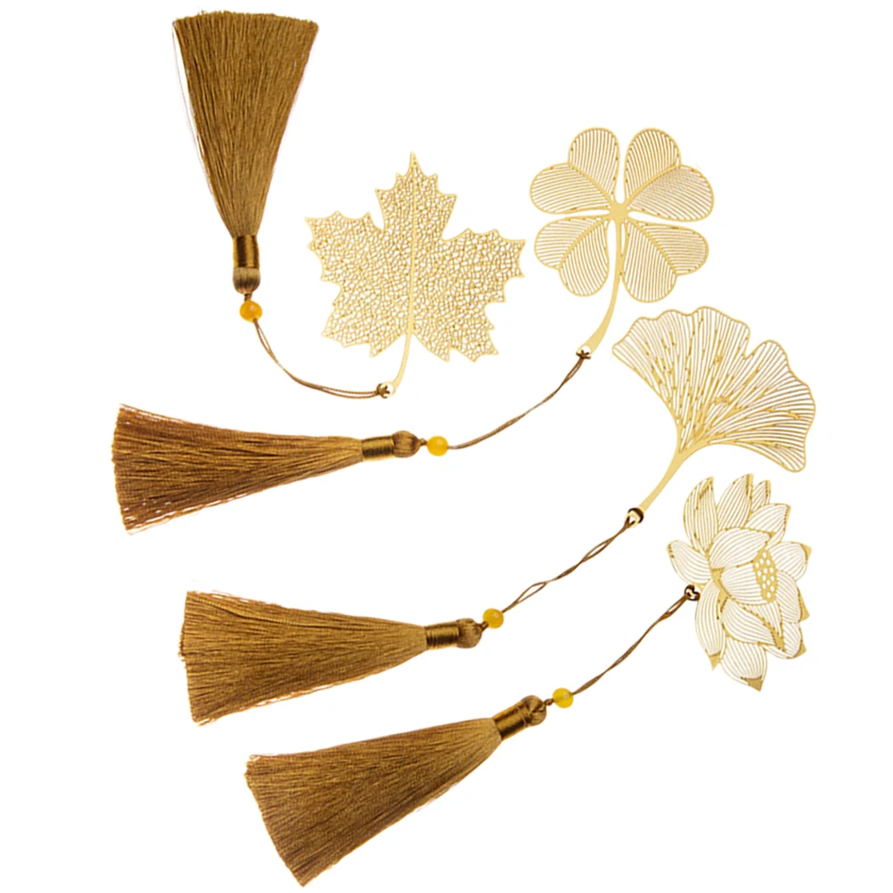 

4Pcs Metal Bookmarks Hollow-Out Leaf Shaped Creative Reading Book Markers for Women Hollow Bookmark