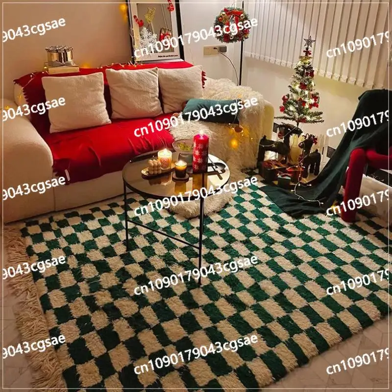 Christmas Blanket, No Care Checkerboard Carpet, Universal in All Seasons, Modern Simple Nordic Ins Wind Floor Mat Blanket