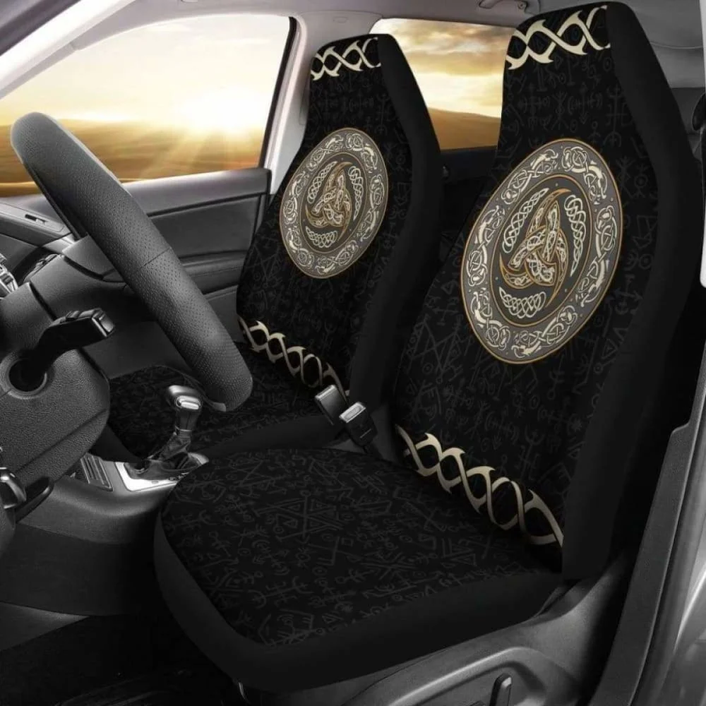 Viking Horn Of Odin Triskele Horn Car Seat Covers,Pack of 2 Universal Front Seat Protective Cover