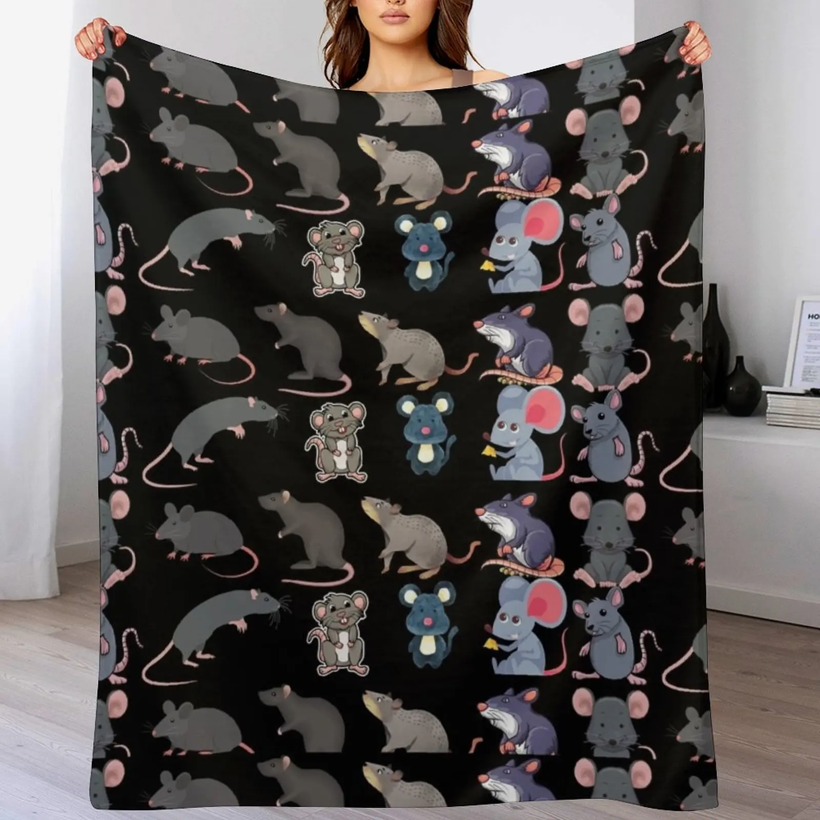 

Rat pattern -Rat lovers Throw Blanket heavy to sleep Bed covers Blankets