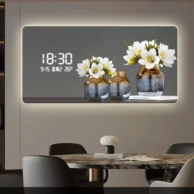 Modern Aesthetic Fancy Digital Clock Wall Temperature Luxury Luminous Digital Clock Art Battery Orologio Da Parete Decorative