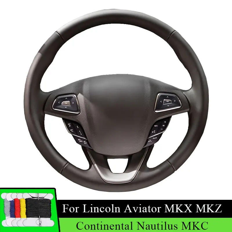 Protector para volante de coche para Lincoln Aviator MKX MKZ Continental Nautilus MKC, accesorios de fibra de cuero para coche, resistencia al desgaste