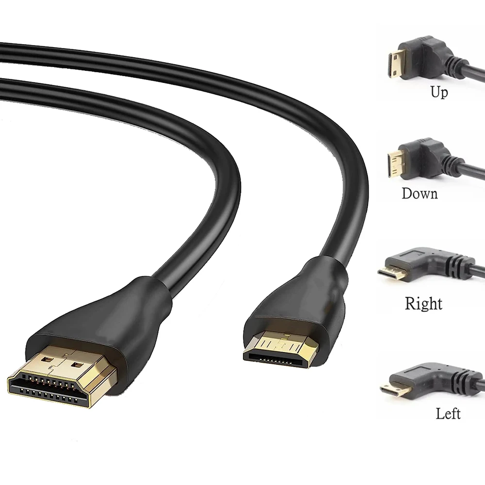 0.5M 90 stopni Mini HD krótki kabel w górę/w dół/w lewo/w prawo kąt Mini przewód kompatybilny dla kamery DV Tablet ekran do laptopa HDTV