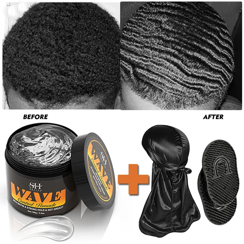 

360 Wavy Frizz Control Gel Strong Hold Nourishing Scalp Wave Cream Natural Anti-Hair Loss Clay Hair Pomade for African Black Men