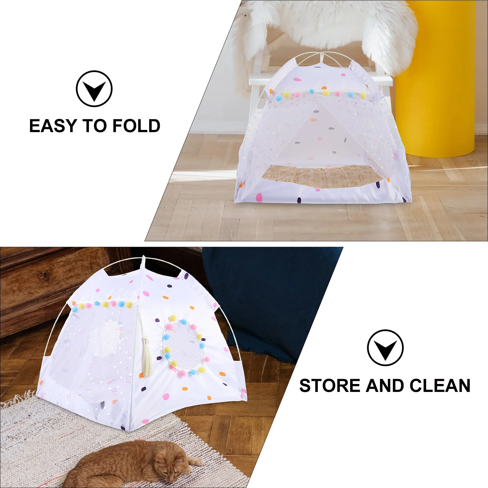 Pet Tent Breathable Bed Nest Small Dog Play House Cat Summer Supply Waterproof Polyester with Pad Patio