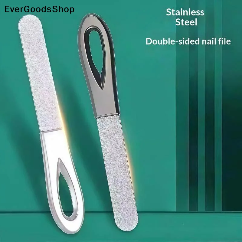 New1/2/5Pcs Stainless Steel Diamond Grit Nail File, Durable And Hypoallergenic For Finger And Toe Nails For Hard And Thick Nails