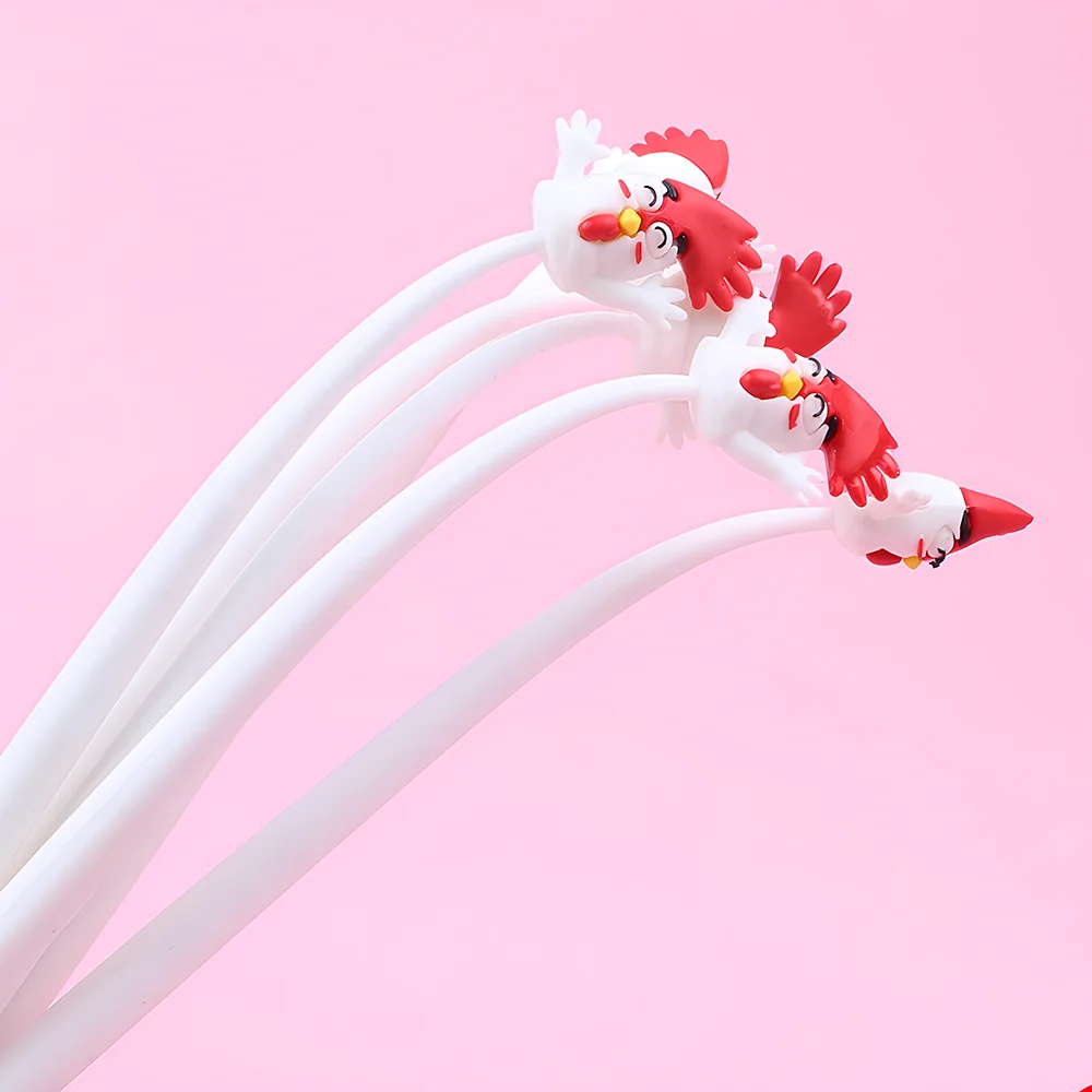 

Новинка, ручки с изображением петуха, необычные милые кавайные гелевые чернильные ручки для письма, забавные детские школьные крутые эстетические канцелярские принадлежности для девочек