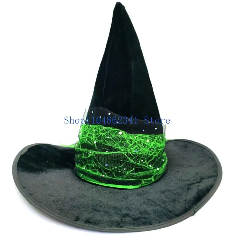 5asd Adjustable Polyester Witch Hat Durability Halloween Hat Crinkle Witch Hat for Outfits Group Activity