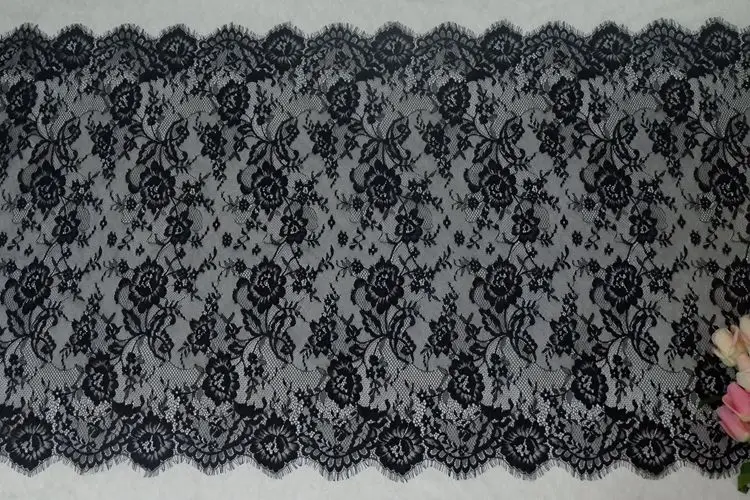 Width 70CM French single eyelashes lace fabric DIY clothing skirt wedding dress fabric