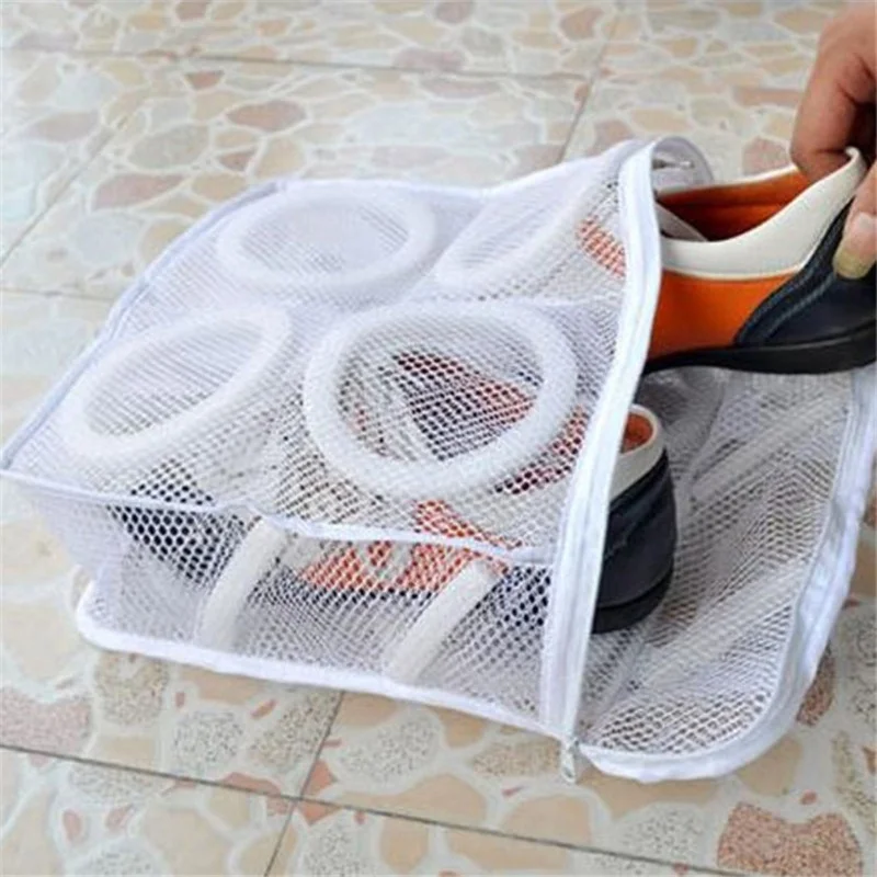 Hanging Dry Sneaker Mesh Laundry Bags Shoes Protect Wash Bag Home Storage Organizer Washing Bag White