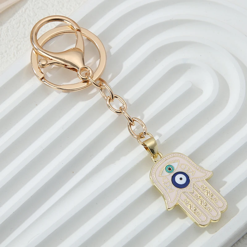 Alloy Keychains with Hearts & Evil Eyes