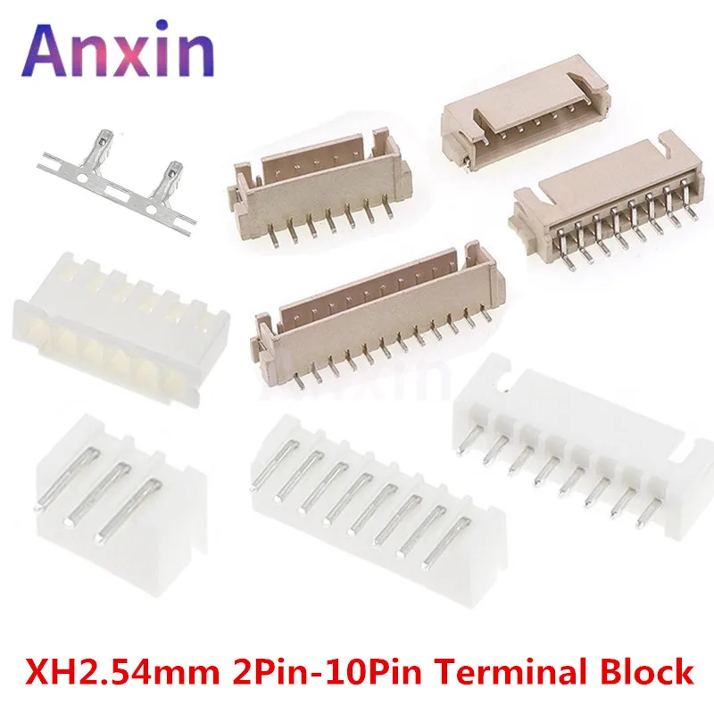 

50PCS JST Male Female Connector 2.54MM Horizontal Straight Pin Header Housings Terminal XH 2.54 2P 3P 4P 5P 6P 7P 8P 9P 10P Pin