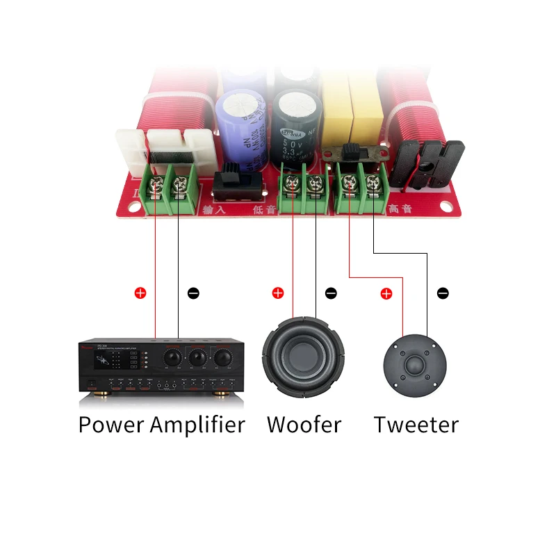 250W 2way Professional Treble Bass Board Passive Speaker Crossover Network 2 Way Audio Frequency Divider Sound Filter WEAH 206