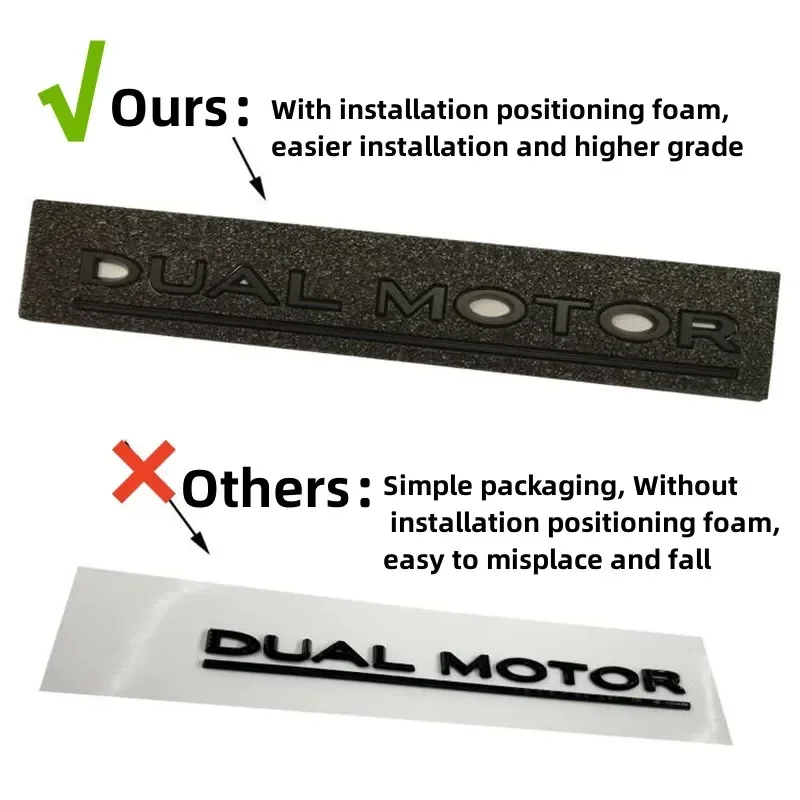 DUAL MOTOR Underlined Letters Emblem for Tesla Model Y 3 X S Car Styling High Performance Trunk Badge Sticker Chrome Black Red